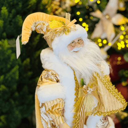 Papai Noel Branco e Dourado 45cm