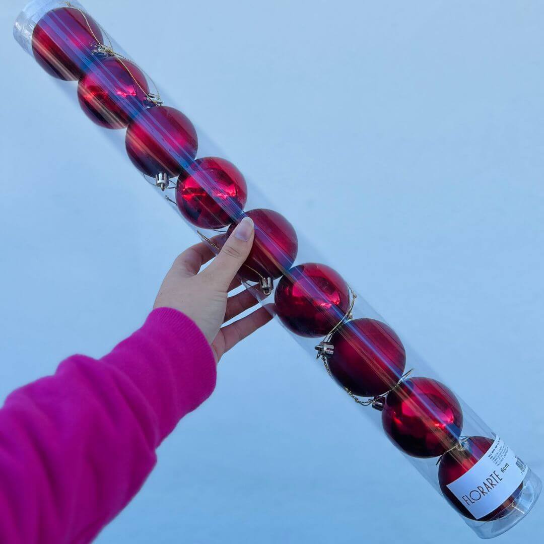 Bola Misto Tubo Vermelha – 6cm | 9 Unidades
