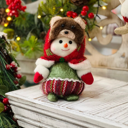 Boneco de Neve Vermelho e Verde - 17cm - Urso