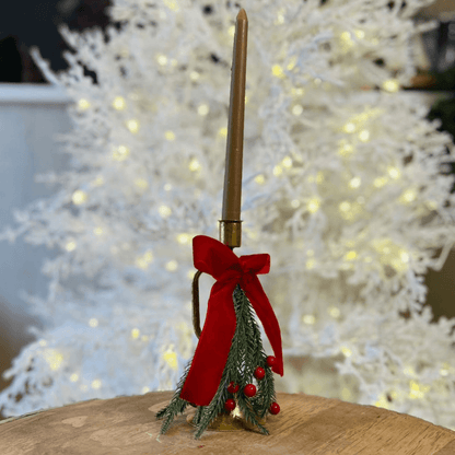 Castiçal Folhagem com Laço - 20cm