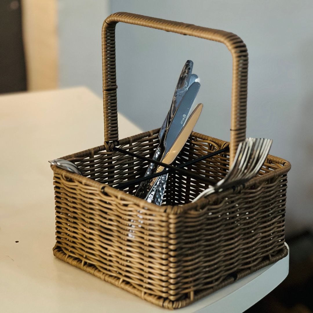 Porta Talheres Com Alca Rattan
