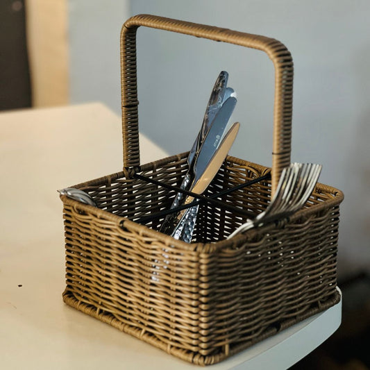 Porta Talheres Com Alca Rattan