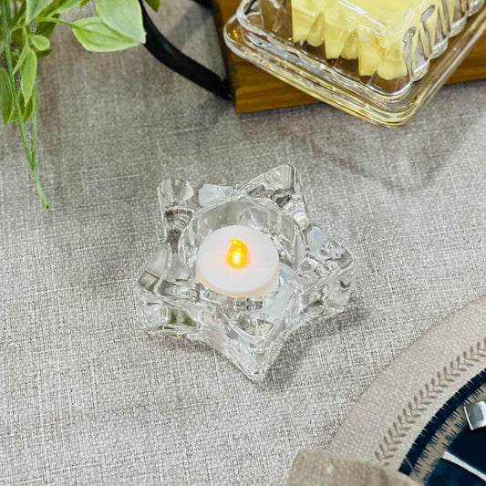 Porta Velas Estrela Transparente - 9,5x3,5cm