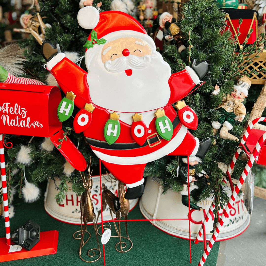 Placa Decorativa de Jardim Papai Noel – 100cm