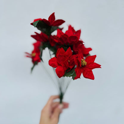 Buquê Natalino Bico de Papagaio de Veludo - 40cm Vermelho