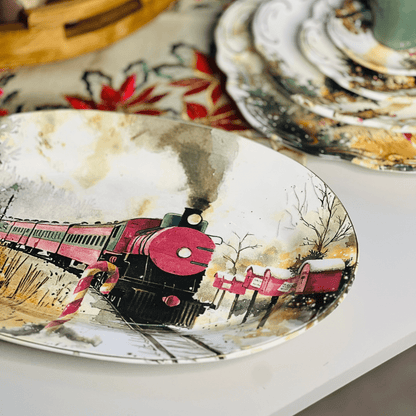 Travessa Media Noite de Neve de Cerâmica 40x27x5cm