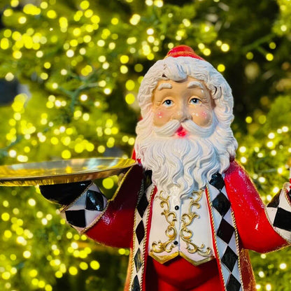 Papai Noel Com Bandeja e Presente Resina - Alt 50 Cm