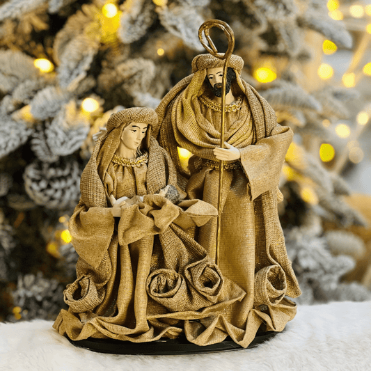 Sagrada Famila Plus Dourada de Resina e Juta 25cm