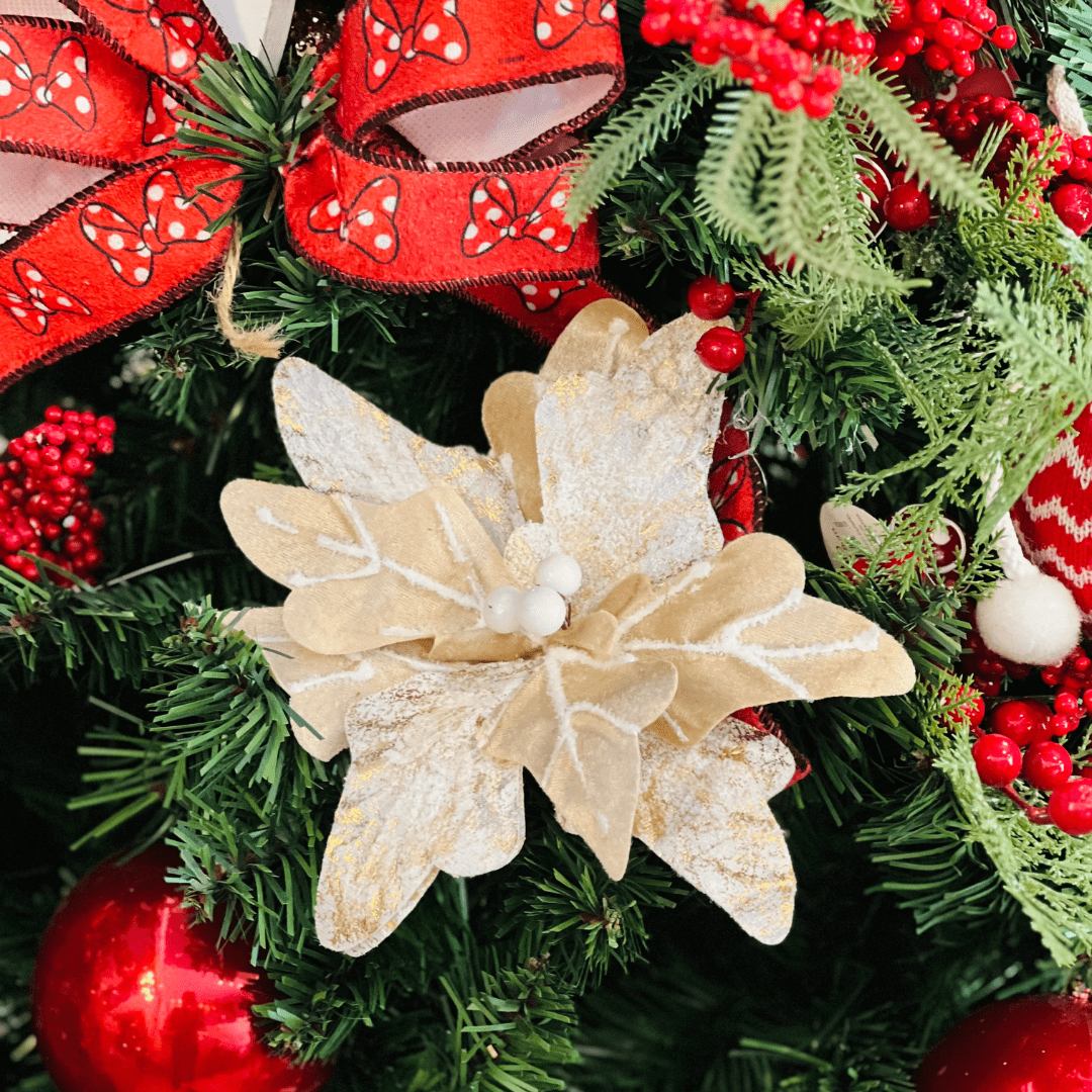 Flor Natalina Poinsetia Champanhe 20x20cm