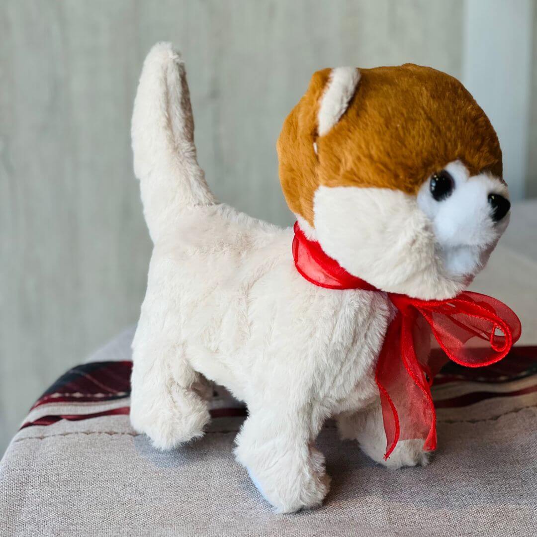 Boneco Cachorro Natalino com Movimento e Som – 26cm