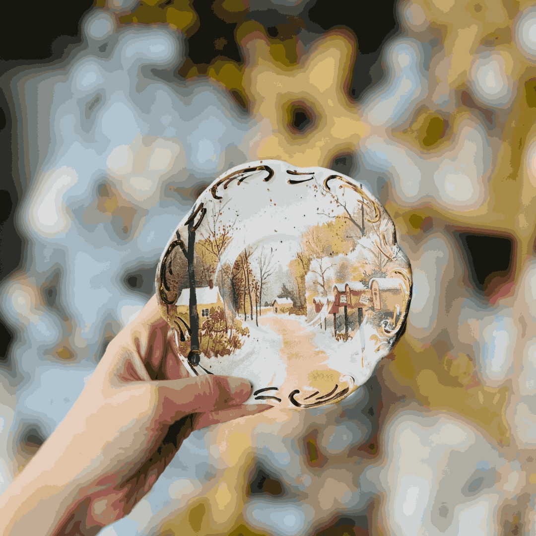 Xícara de Chá Com Pires Noite de Neve de Cerâmica - 1un