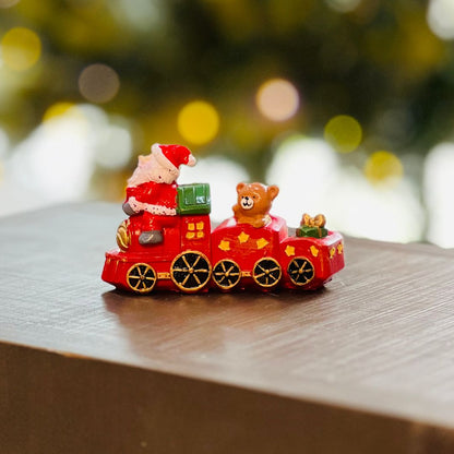 Trem do Papai Noel Com Ursinho e Presentes- 10cm