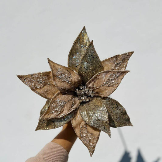 Poinsetia Champagne com Glitter – 60cm x 30cm