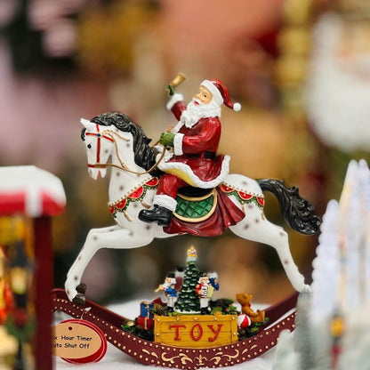 Cavalo Decorativo com Noel, Movimento, Música e LED – 21 x 8 x 20cm