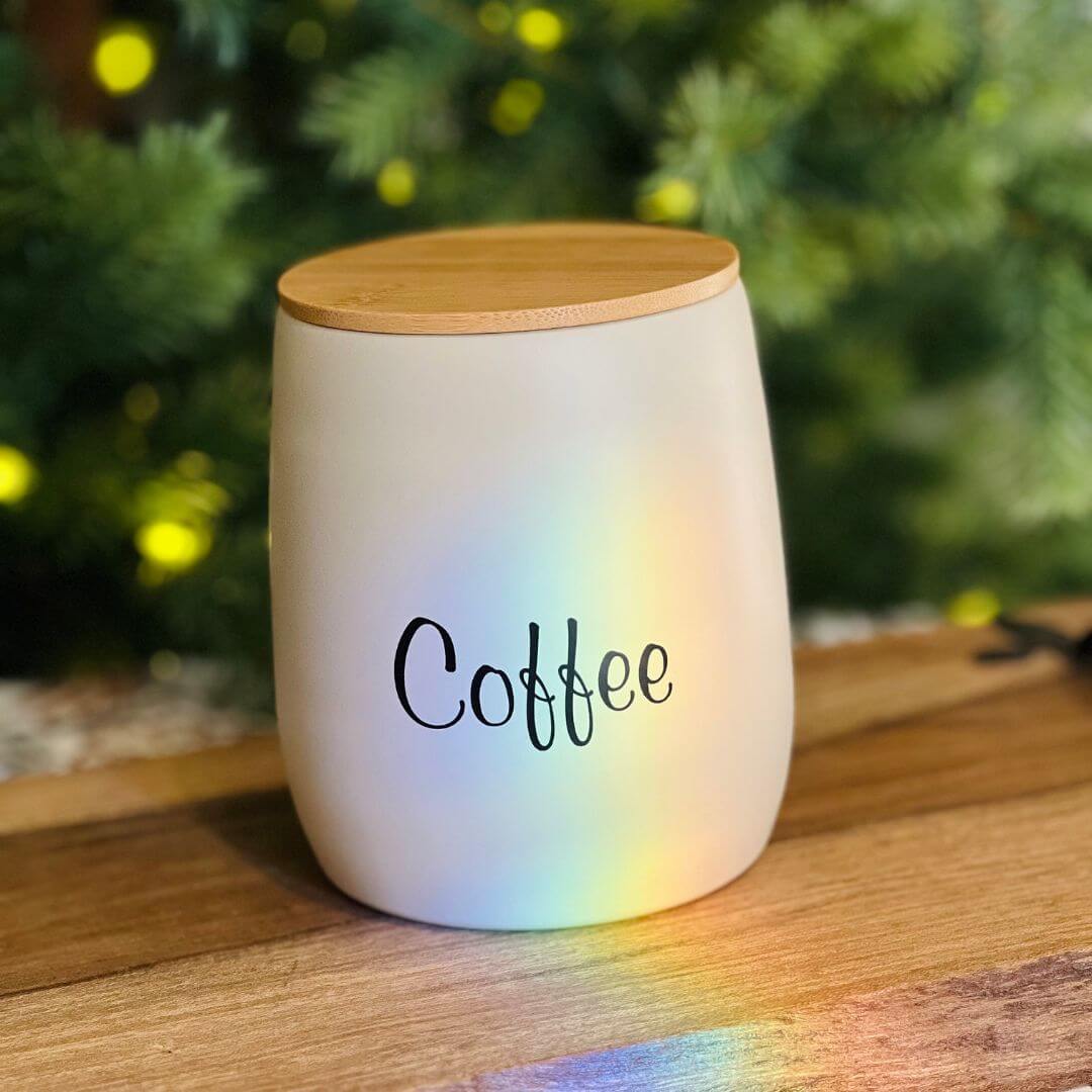 Pote para Café em Aço Galvanizado e Bambu – 12cm