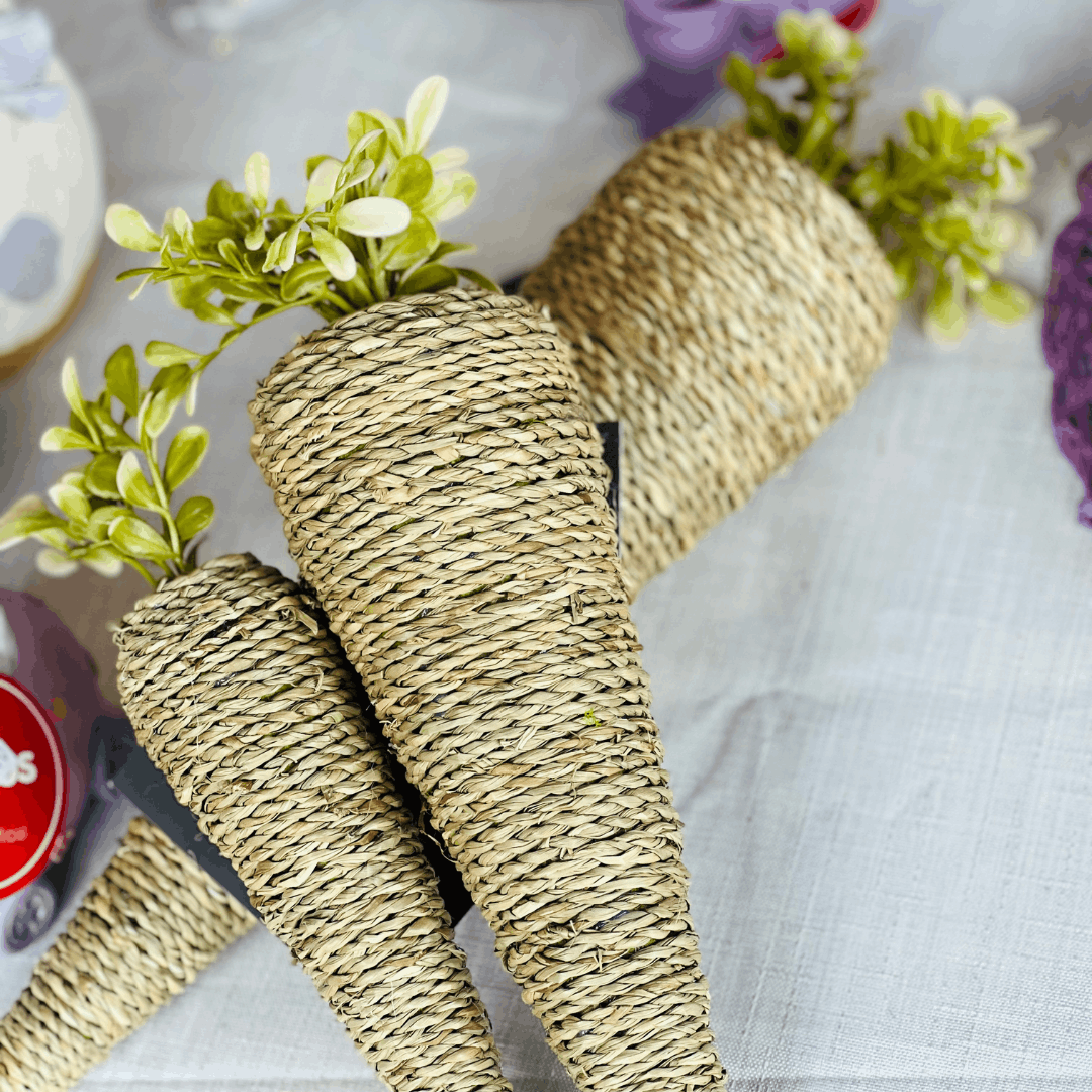 Cenoura Decorativa Natural de Rattan 31cm