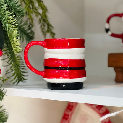 Caneca Papai Noel com Ginger de Cerâmica - 12,5x8,5x10cm