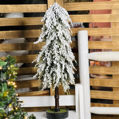 Árvore Pinheiro de Natal Nevada com Base – 58cm