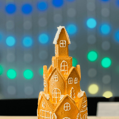 Castelo Gingerbread de Resina Com Led 20,5x11cm