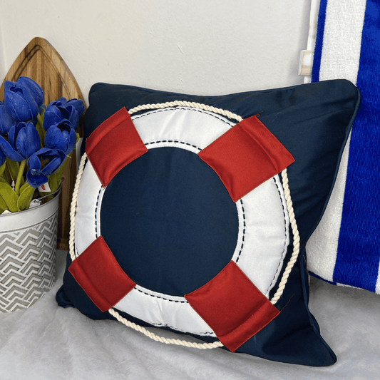 Capa de Almofada Nautica Boia Com Cordone 43x43cm