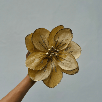 Flor Natalina Magnolia Dourada 24cm