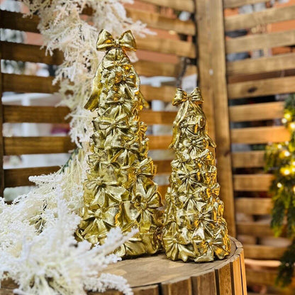 Árvore de Natal com Laços Dourados – 30cm