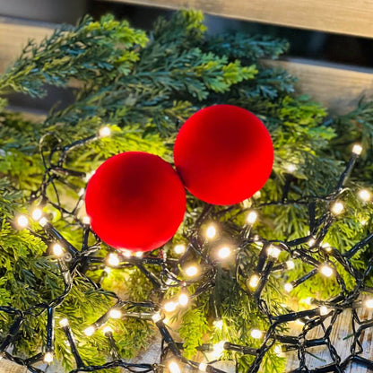 Bola com Camurça Vermelha – 6cm | 6 Peças
