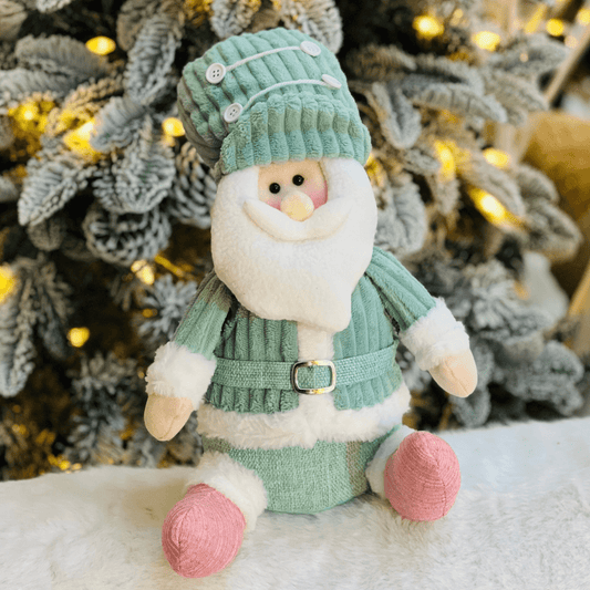 Papai Noel Soldado Verde e Rosa de Pelúcia 40x25cm