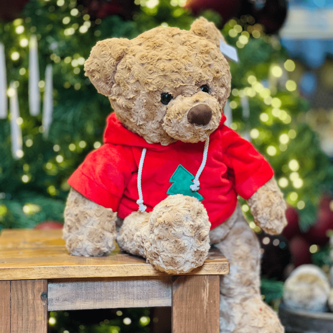 Urso Natalino Com Casaco de Pelúcia 40cm
