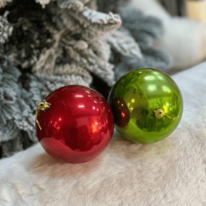 Jogo 4 Bolas Natalinas Verde e Vermelho 10cm
