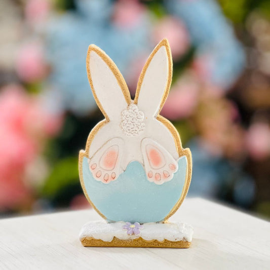 Enfeite Decorativo Coelho - 15cm Azul e Branco