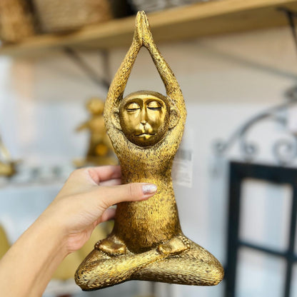 Escultura Macaco Yoga Em Poliresina A - 28,5cm