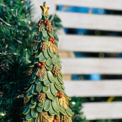 Mini Árvore de Natal com Azevinhos e Pinhas – 31cm