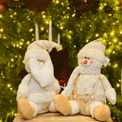 Papai Noel Sentado Champanhe 35cm