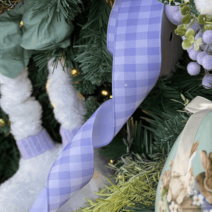 Fita Decorativa Aramada Xadrez Roxa 6,3cm x 9,14m