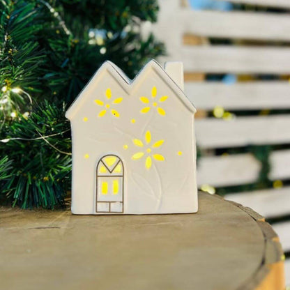 Natal Casinha  Branca Decorativa C/led - 14x12,1x6,7cm
