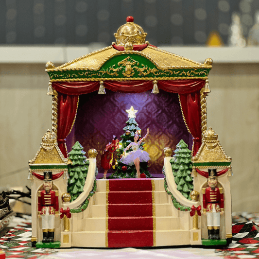 Cenário Natalino Ballet no Teatro Com Led, Movimento e Som 40x32x28cm