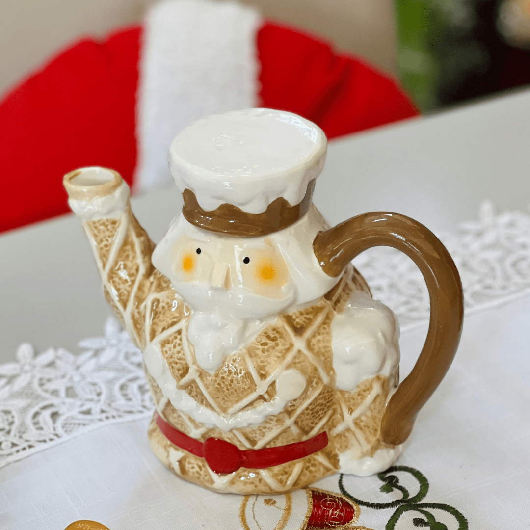 Bule Natalino Quebra Nozes Gingerbread de Cerâmica 20cm