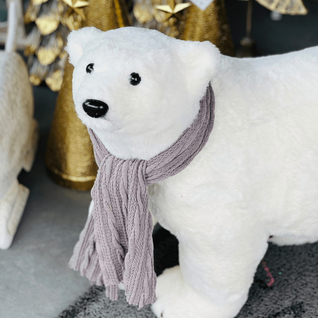Urso Polar Natalino Com Cachecol 53x50x25cm