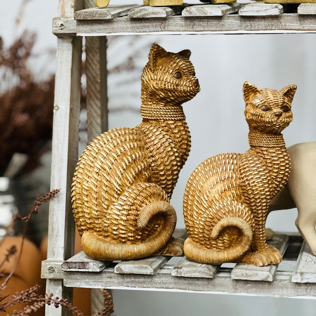 Gato Decorativo Dourado - 23,5cm