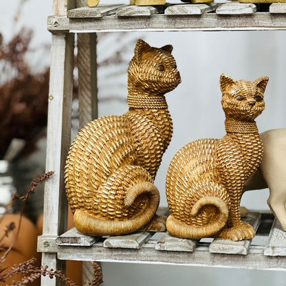 Gato Decorativo Dourado - 23,5cm
