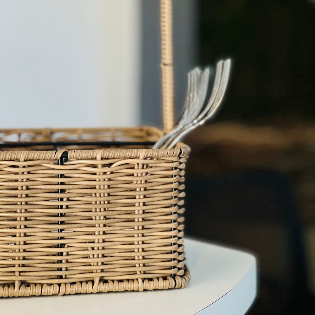 Porta Talheres Com Alca Rattan