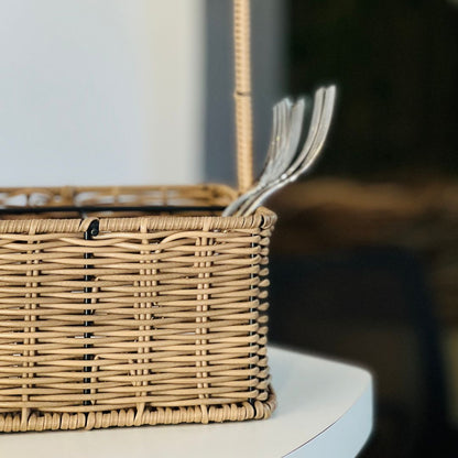 Porta Talheres Com Alca Rattan
