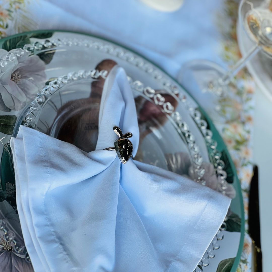 Porta Guardanapo Cenoura Metal - 4x5cm (prata)