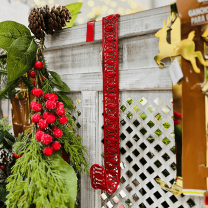 Suporte de Guirlanda Natalino Vazado Vermelho 38x10cm