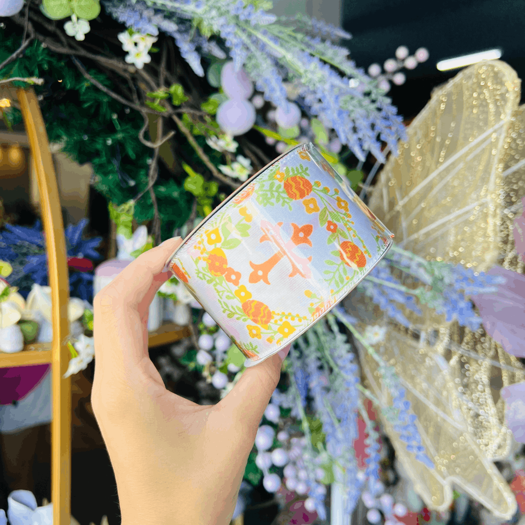 Fita Aramada Decorativa Estampada Laranja  6,3cm x 9,14m