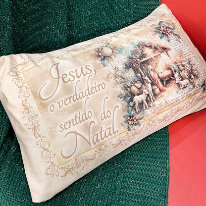 Capa de Almofada Luxor Natal Presépio Jesus – 50x29cm