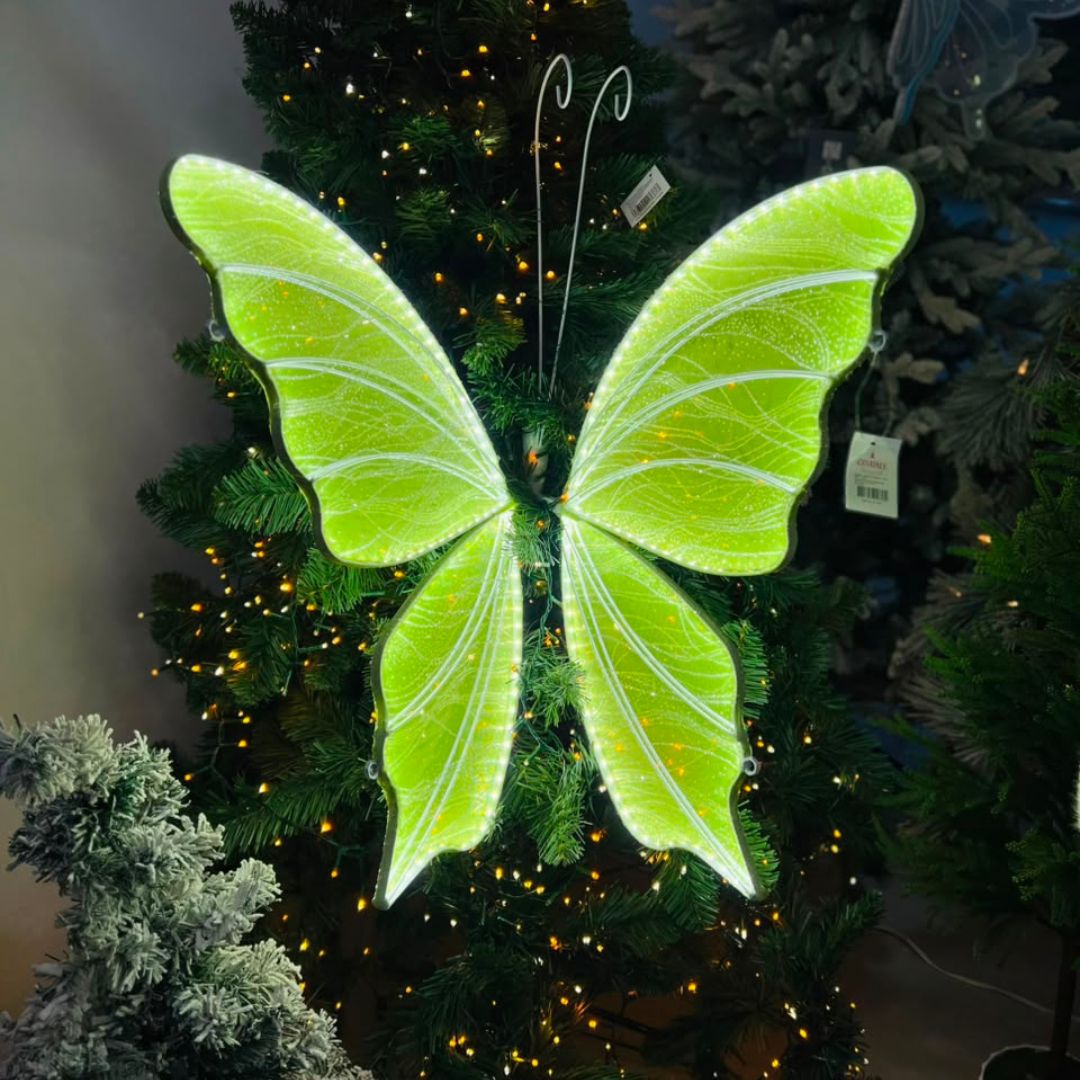 Borboleta Iluminada Verde - 60 cm | Bivolt
