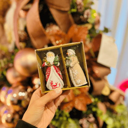 Conjunto Natalino Noel e Boneco de Neve de Poliresina 4x4x9,9cm