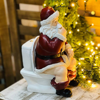 Noel Decorativo Sentado no Vaso Vermelho e Branco – 28cm